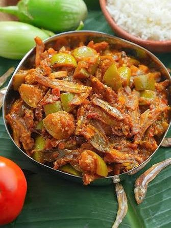 Vankaya Tomato Dry Fish Curry